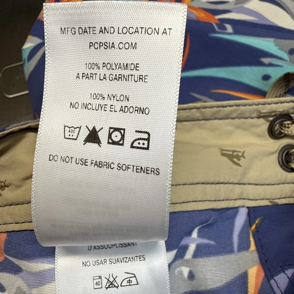 Patagonia Floral Birds Purple Swim Trunks Nylon Unlined Men's 31 8